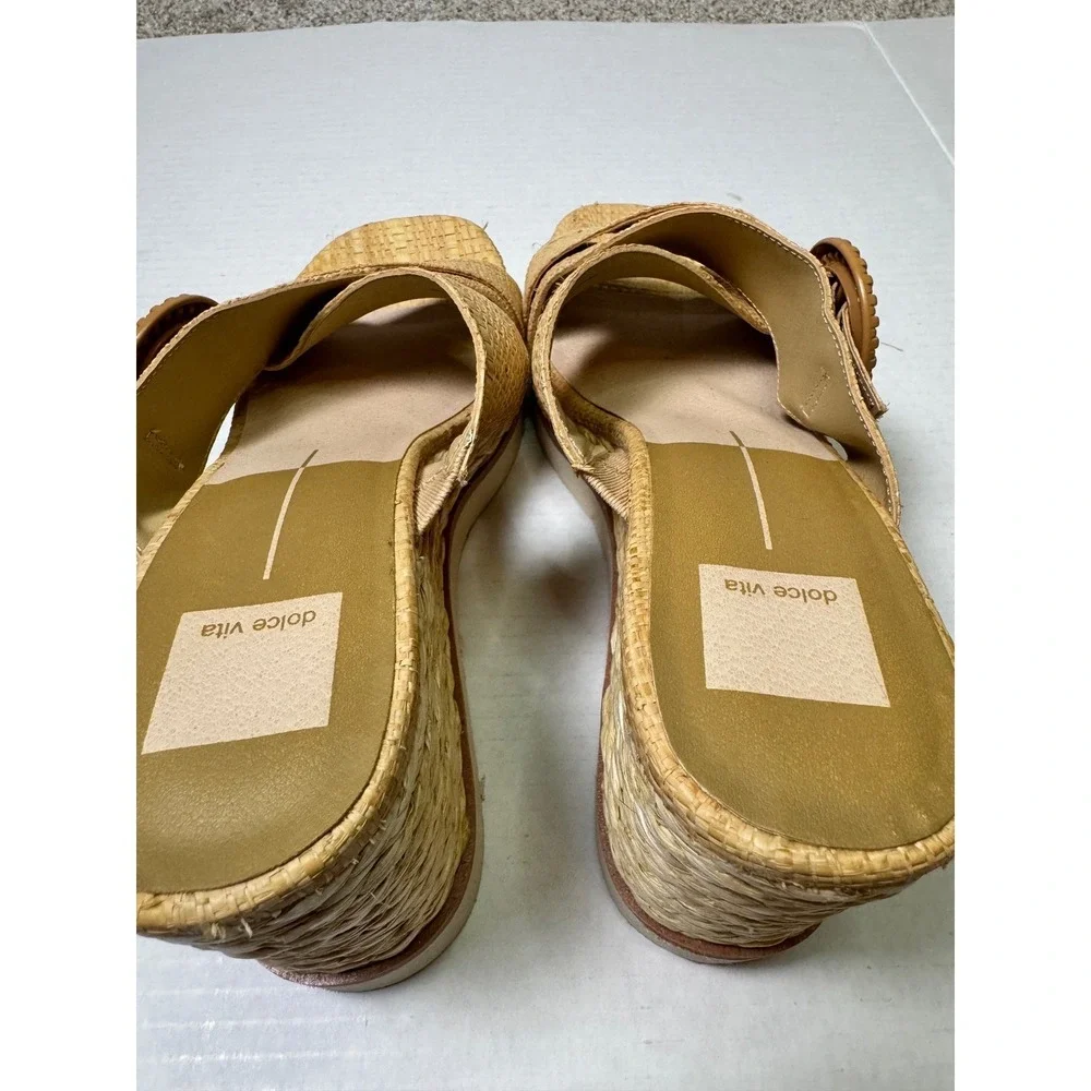 Dolce Vita Lisbet Wedge Sandel Light Natural Raffia 9.5 Coastal boho